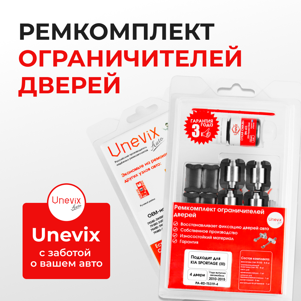 Ремкомплект ограничителей дверей KIA SPORTAGE (III) SLZ10 (4 двери, тип 53+19) 2010-2014