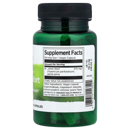 Swanson, Full Spectrum® зверобой, 375 мг, 60 веганских капсул