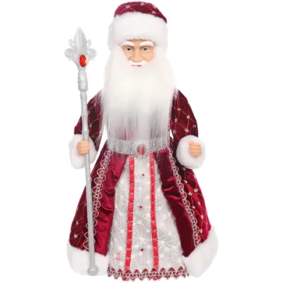 Дед Мороз музыкальный «Красный бархат» 40 см (бордовая шубка)