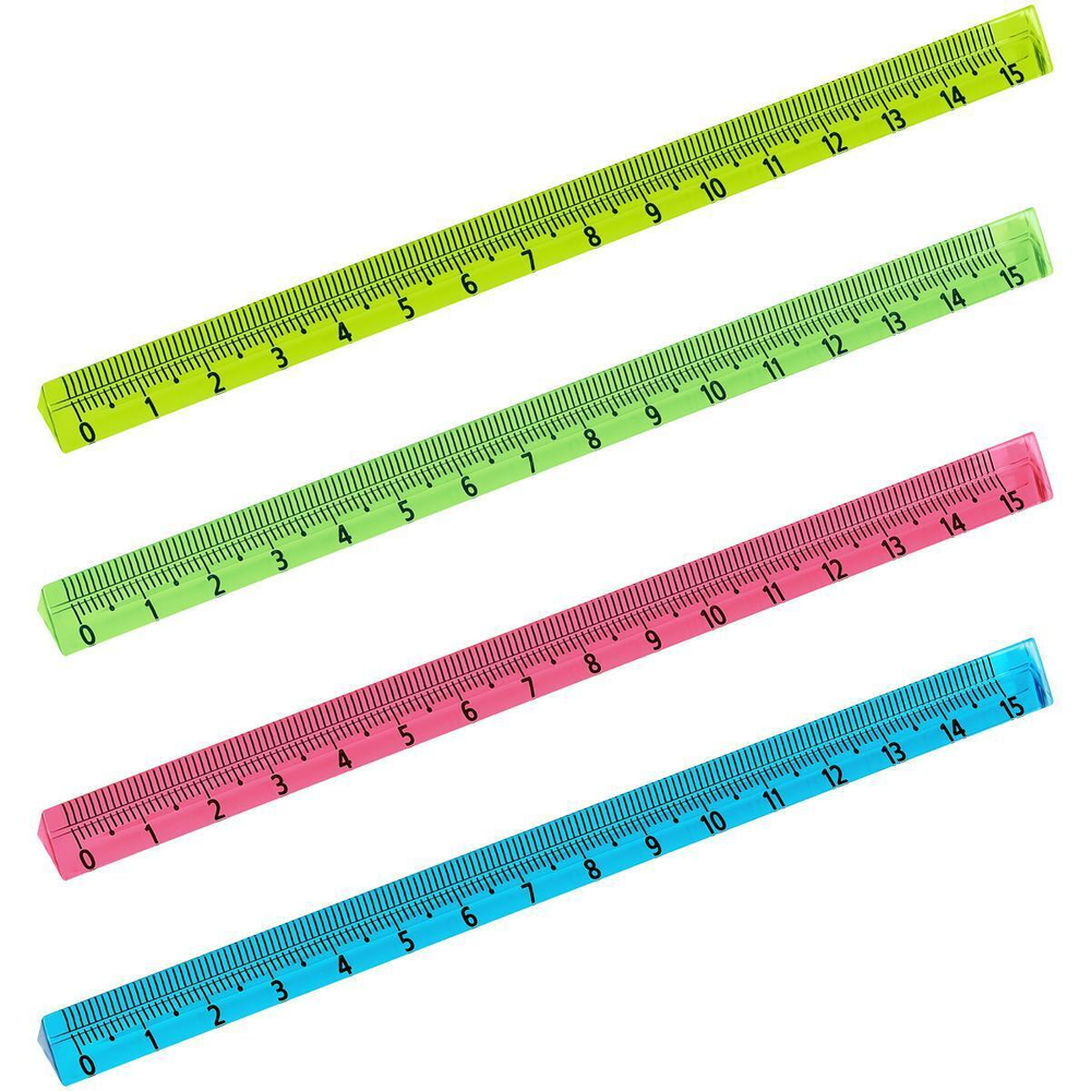 Линейка 15см. пластиковая, трехгранная, неоновые цвета, ассорти (Стамм)