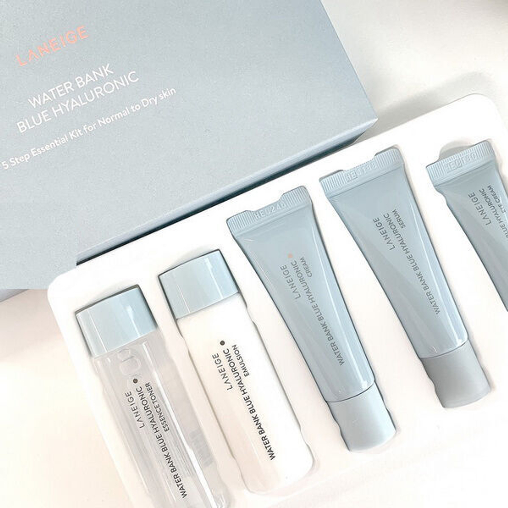 Набор миниатюр для интенсивного увлажнения кожи Laneige Water Bank Blue Hyaluronic 5 Step Essential Kit for Normal to Dry Skin