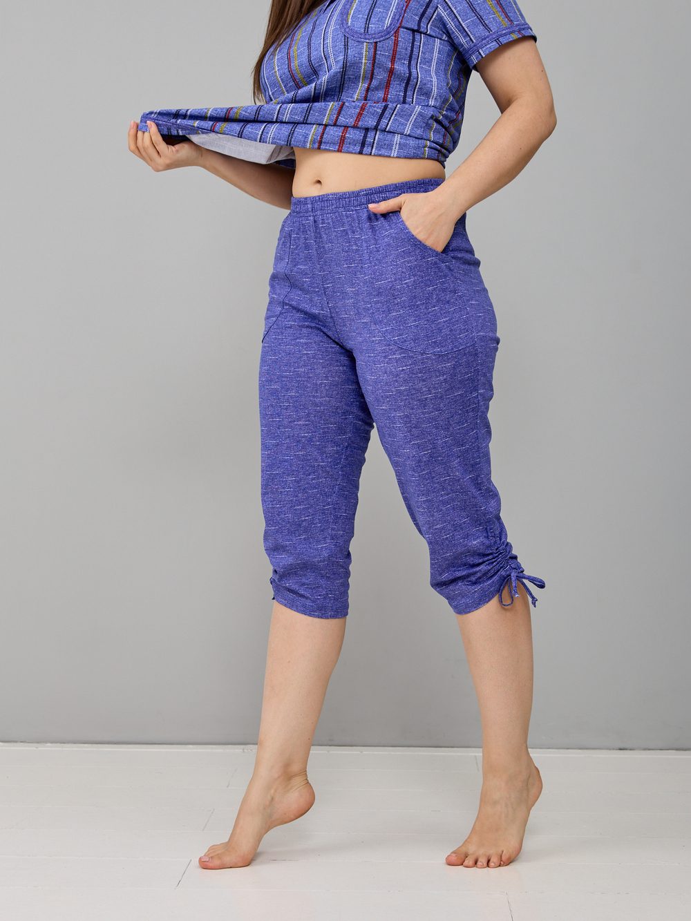 Пижама с бриджами КД-61/рогожкавасилек-цепочка