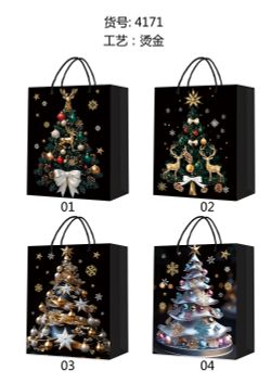 GAEM Пакет подарочный (бумага 210г/м2, блок 12шт), L18 W8,5 H24 см, 4в.