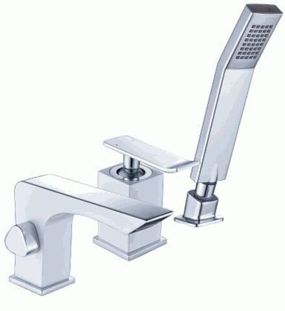 смеситель ванна LEMARK Contest встраиваемый, на 3 отверстия, с аксессуарами, хром/белый LM5845CW