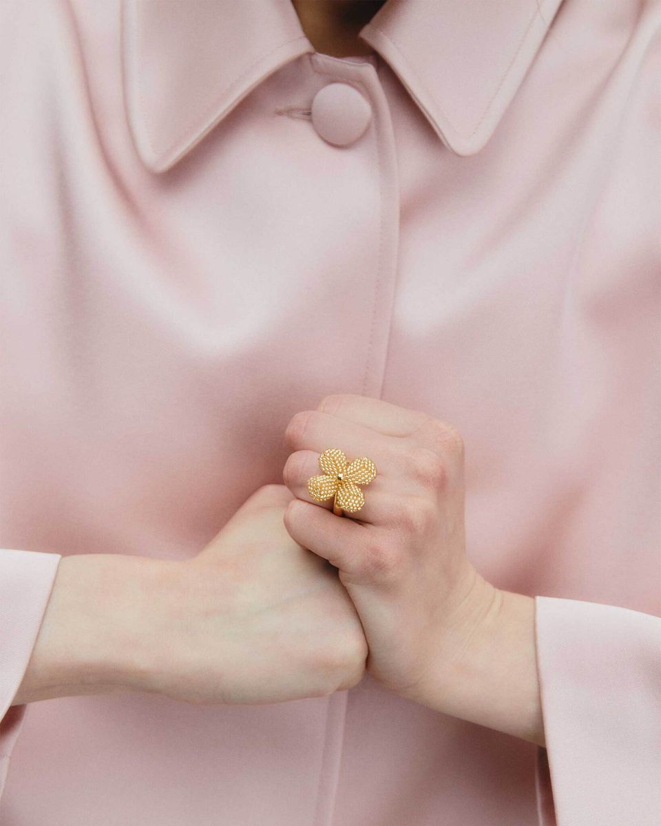 Кольцо Beaded Flower Golden