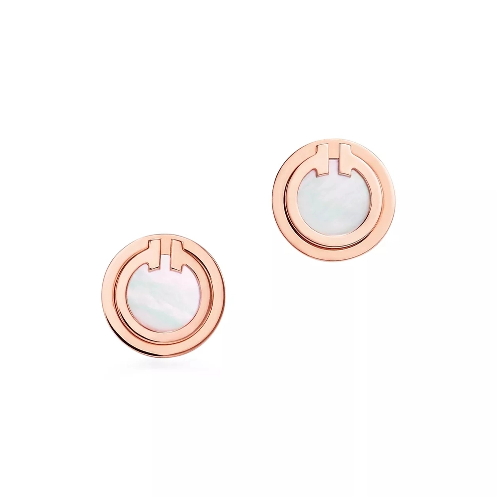 Серьги из розового золота 18k с перламутром, Tiffany 💠T collection