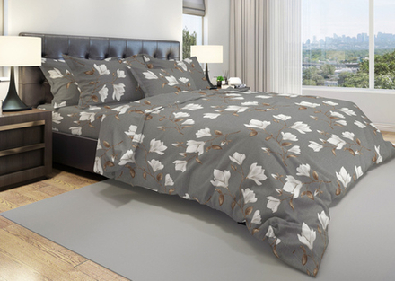 Комплект постельного белья 1.5 сп БЯЗЬ "Магнолия" (нав. 70х70 или 50х70)