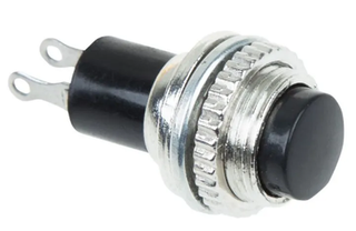 Клавиша-кнопка Круглая БЕЗ фиксации МЕТАЛЛ 220V 2А (2с) ON-OFF Ø10.2 черная Mini REXANT 363330