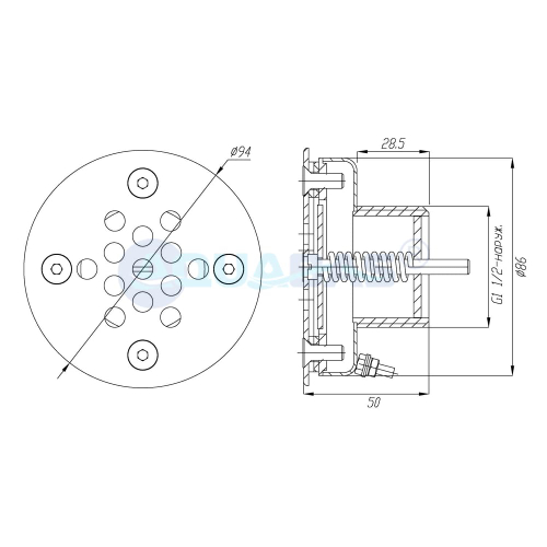 ФП.091.4/1 Форсунка Н-200 д.90 регулируемая 1,5" (наружн.) пленка AISI-316
