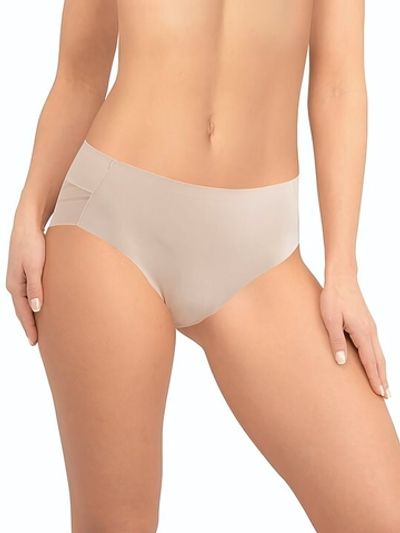 Высокие трусики-слипы с полупрозрачной задней частью в полоску (Размер: M) (Цвет: бежевый)