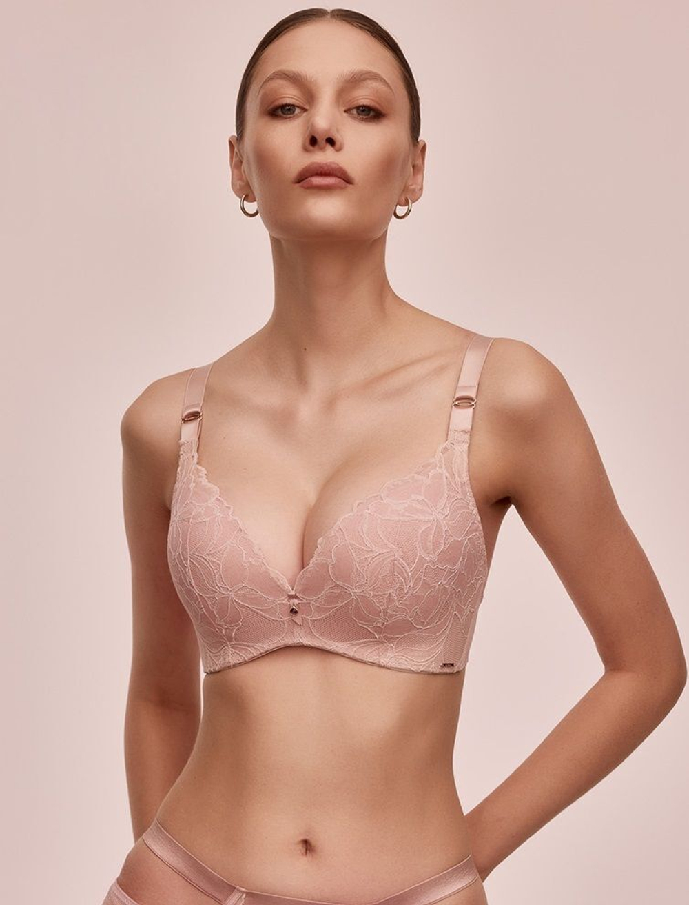 Супер пуш-ап бюстгальтер Glow (Размер: 80D) (Цвет: пудровый)