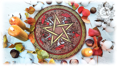 Алтарь с пентаграммой "Царство грибов" коричневый