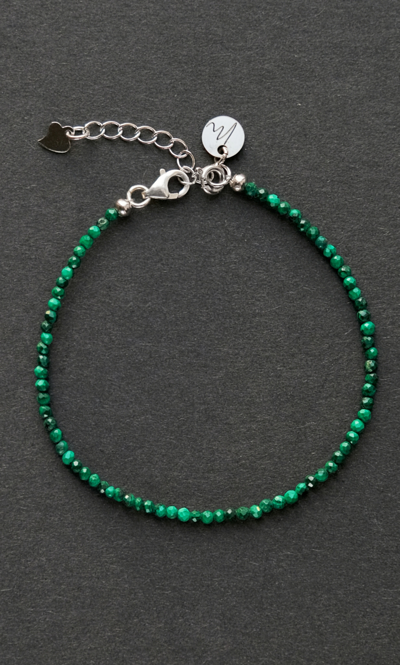 Браслет "Memo about Health" тонкий из малахита на замочке