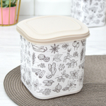 Емкость для сыпучих продуктов 1,8л с декором (бежевый) 455410