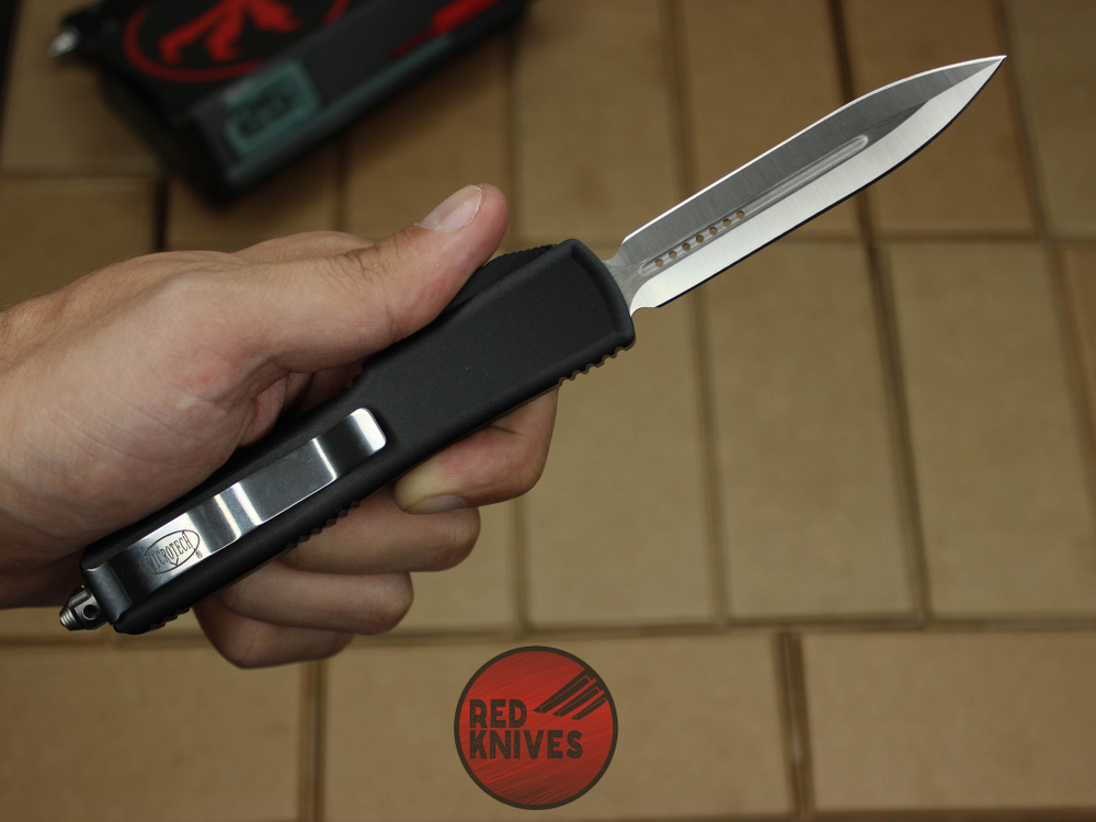 Нож Microtech Ultratech D/E - черная рукоять, кинжальный клинок сатин + запчасти RK-388