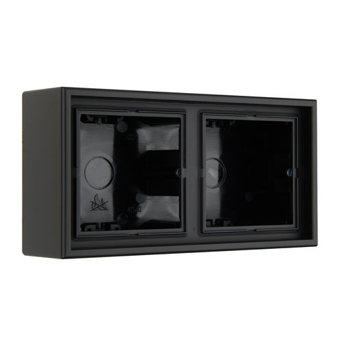 Накладная коробка для розеток 2-местная LIREGUS MODERN PMD-002.M/SWM чёрный матовый