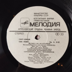 Винтажная виниловая пластинка LP Zodiac Зодиак Music In The Universe Музыка Во Вселенной (СССР 1983)