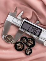 Пуговицы серебристые с черным бархатом и розой