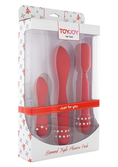 Набор красных вибраторов DIAMOND TRIPLE PLEASURE PACK
