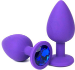 Анальная втулка фиолетовая с кристаллом Medium синий 8 см