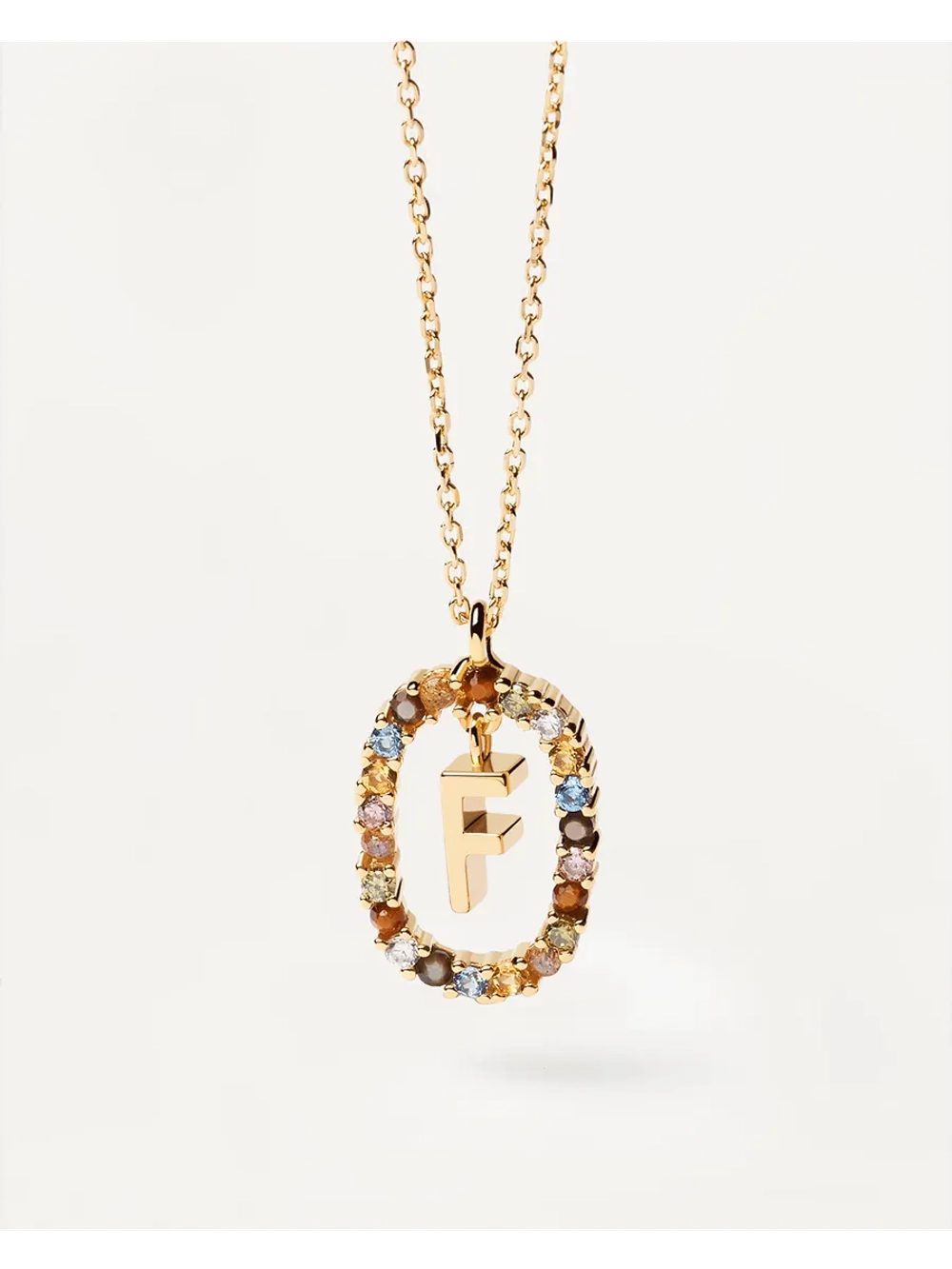 Колье Буква F серебро 925 пробы покрытое золотом