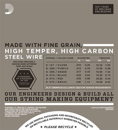 Струны для электрогитары D'ADDARIO EPN110