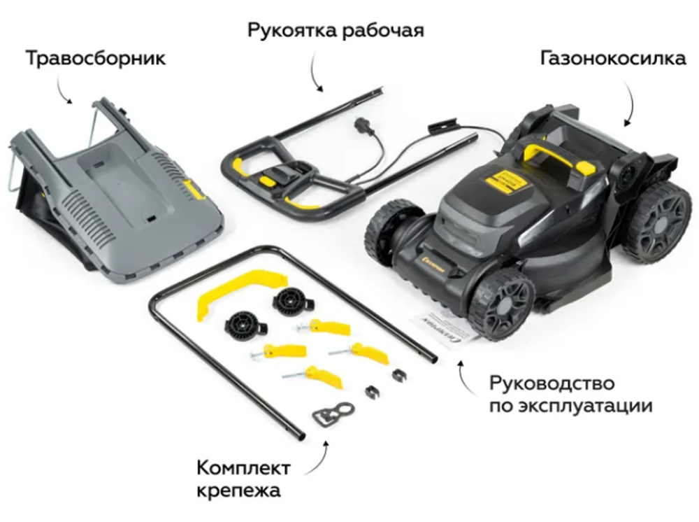 Газонокосилка электро Champion EM4018 (1,8 кВт травосб. 40л ширина 400мм 25-75мм, 17,4кг)