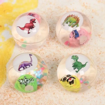 Мяч 6,5 см «Динозаврики» (попрыгун с водой и подсветкой) СТИКЕР НА ВЛОЖЕНИЕ