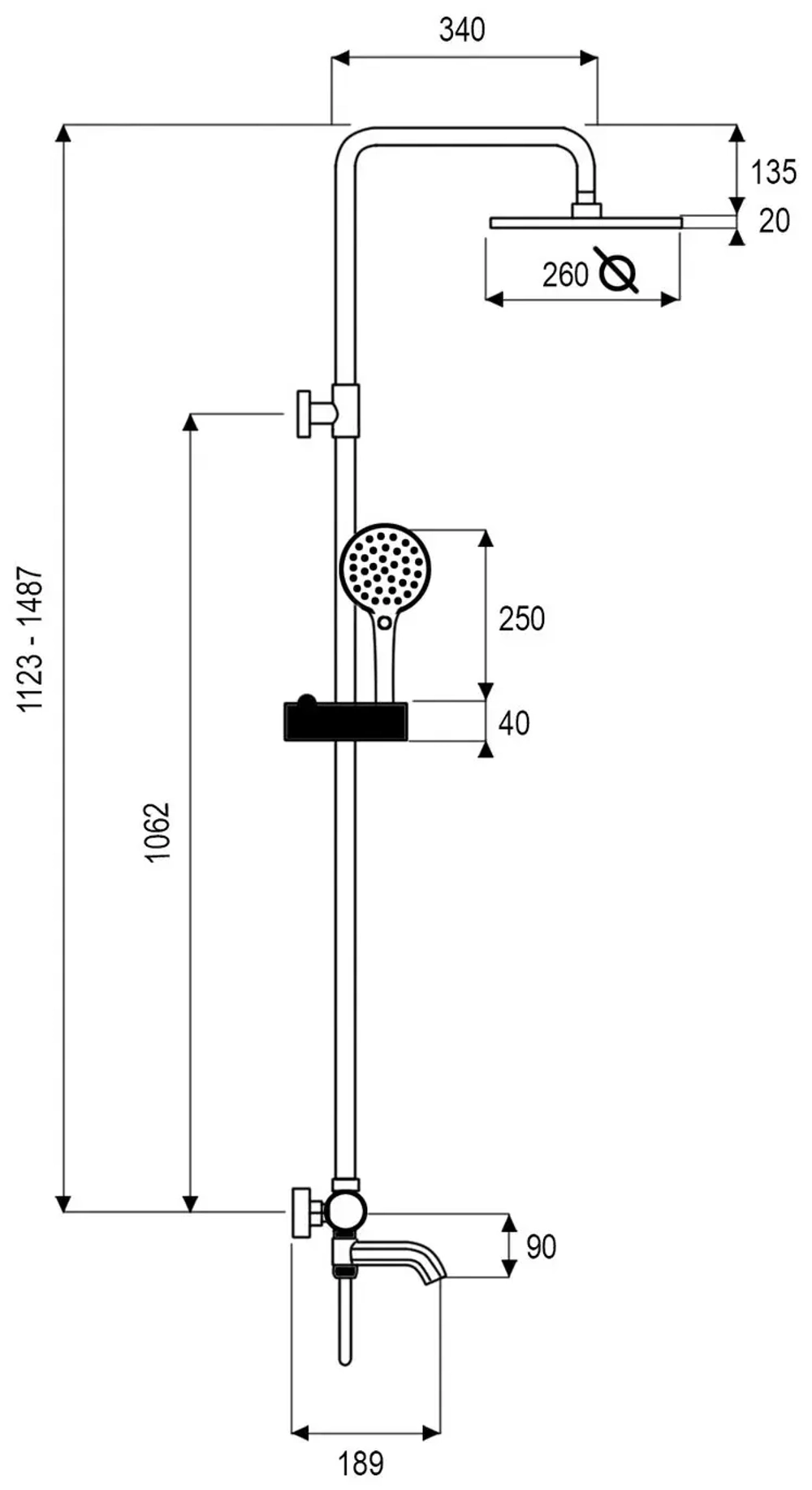 Душевая стойка Frap (Фрап) FX24790 с термостатом и изливом, Хром