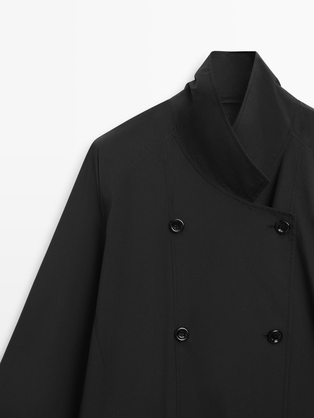 Massimo Dutti Двубортный тренч, черный