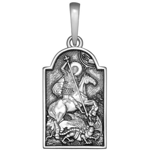 Образок из серебра/Чернение/С подвижным ухом/Георгий Победоносец