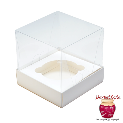 Упаковка для капкейков БЕЛАЯ С ПРОЗРАЧНОЙ КРЫШКОЙ ( 1 ячейка 100*100*100мм)