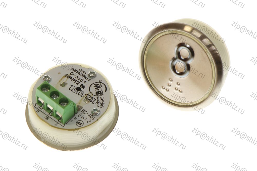 Кнопка (кнопочный модуль) BBP-R331-CMPLT-D-W &quot;8 этаж&quot;, круглая, динамическая белая подсветка, Брайль.