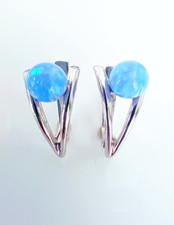 Серьги "Эстерелла", с синтетическим опалом и фианитами, серебро 925 пробы/Ф