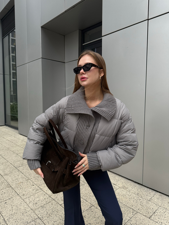 Пуховик Knitty серый