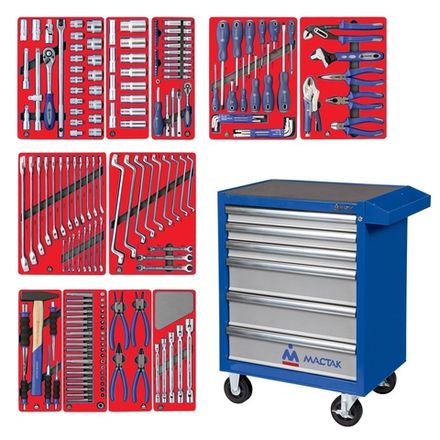 Цена на МАСТАК (52-06205B) Набор инструментов "МАСТЕР" в синей тележке, 205 предметов