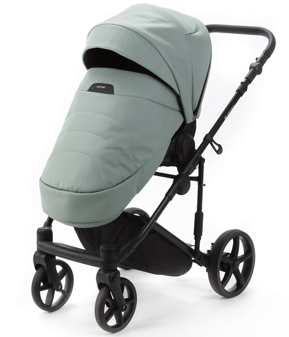 Детская коляска Adamex Zico Deluxe New 2 в 1 ZN-SA20 (СЕРО-ЗЕЛЕНАЯ КОЖА)