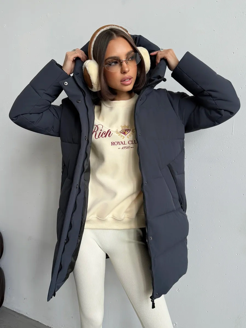 Куртка зимняя удлиненная с капюшоном