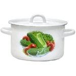 Кастрюля эмалированная 2л без ободка, с рисунком