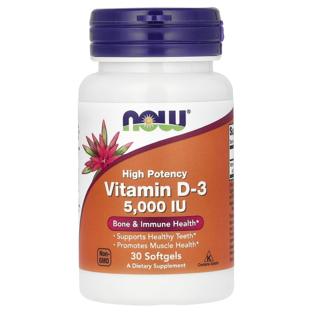 NOW Foods Vitamin D3 5000 IU 30 softgels , Витамин Д3