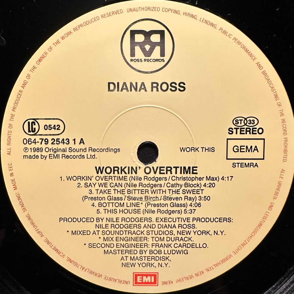 Diana - Workin' Overtime (Европа 1987г.)