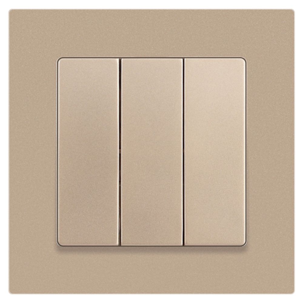 Выключатель Intro Accent 6-106-04 тройной, 10А-250В, IP20, СУ, AL/CU, шампань