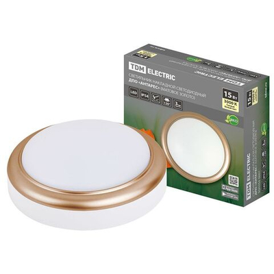 Светильник светодиод, TDM, ДПО Антарес, 15 Вт, 4000 К, IP54, 18х6.6 см, мат зол, SQ0354-0018