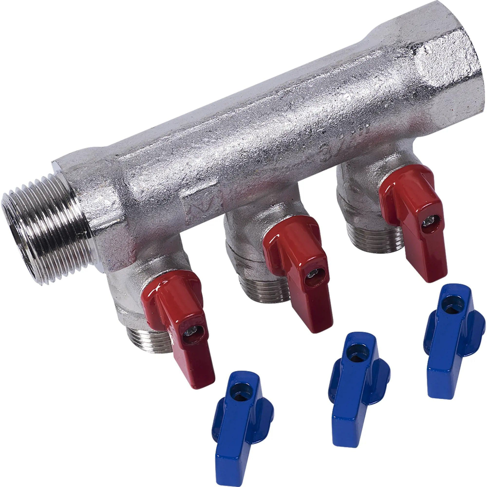 Коллектор отсекающий 3 выхода 3/4х1/2 наружная резьба Valtec