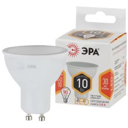 Лампа светодиодная ЭРА STD LED MR16-10W-827-GU10 10Вт софит теплый белый свет GU10 | Лампы cветодиодные Точечные (Софиты) (MR, PAR)