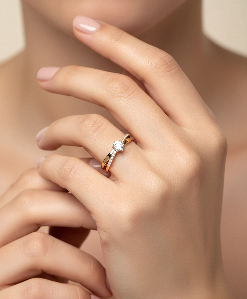 Кольцо из золота с фианитами, 018790