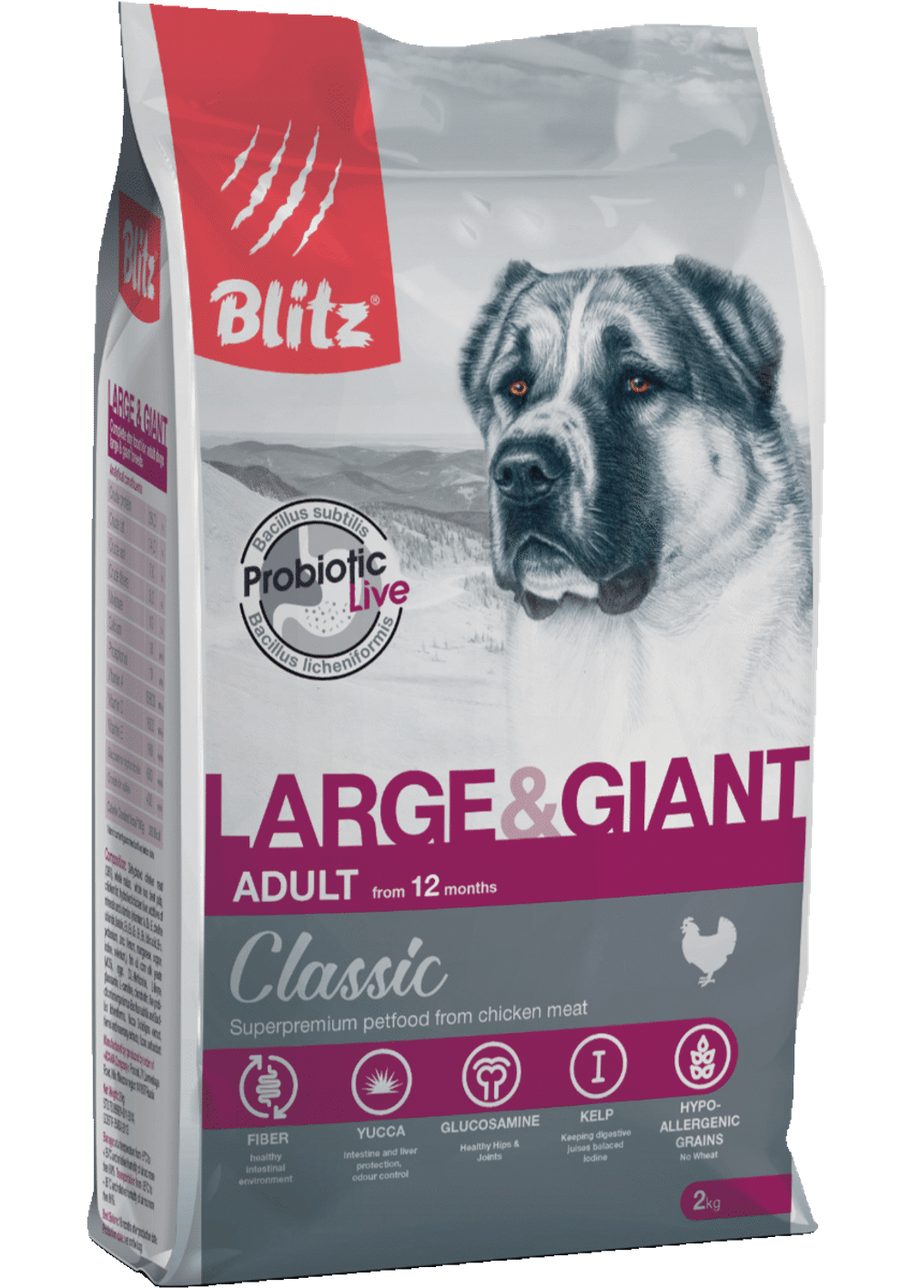 Сухой корм для собак Blitz ADULT LARGE & GIANT BREEDS для гигантских пород, 2 кг