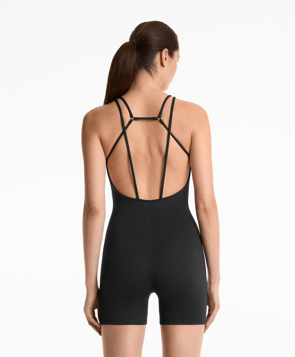 Oysho Короткий комбинезон Comfortlux с кольцами, черный