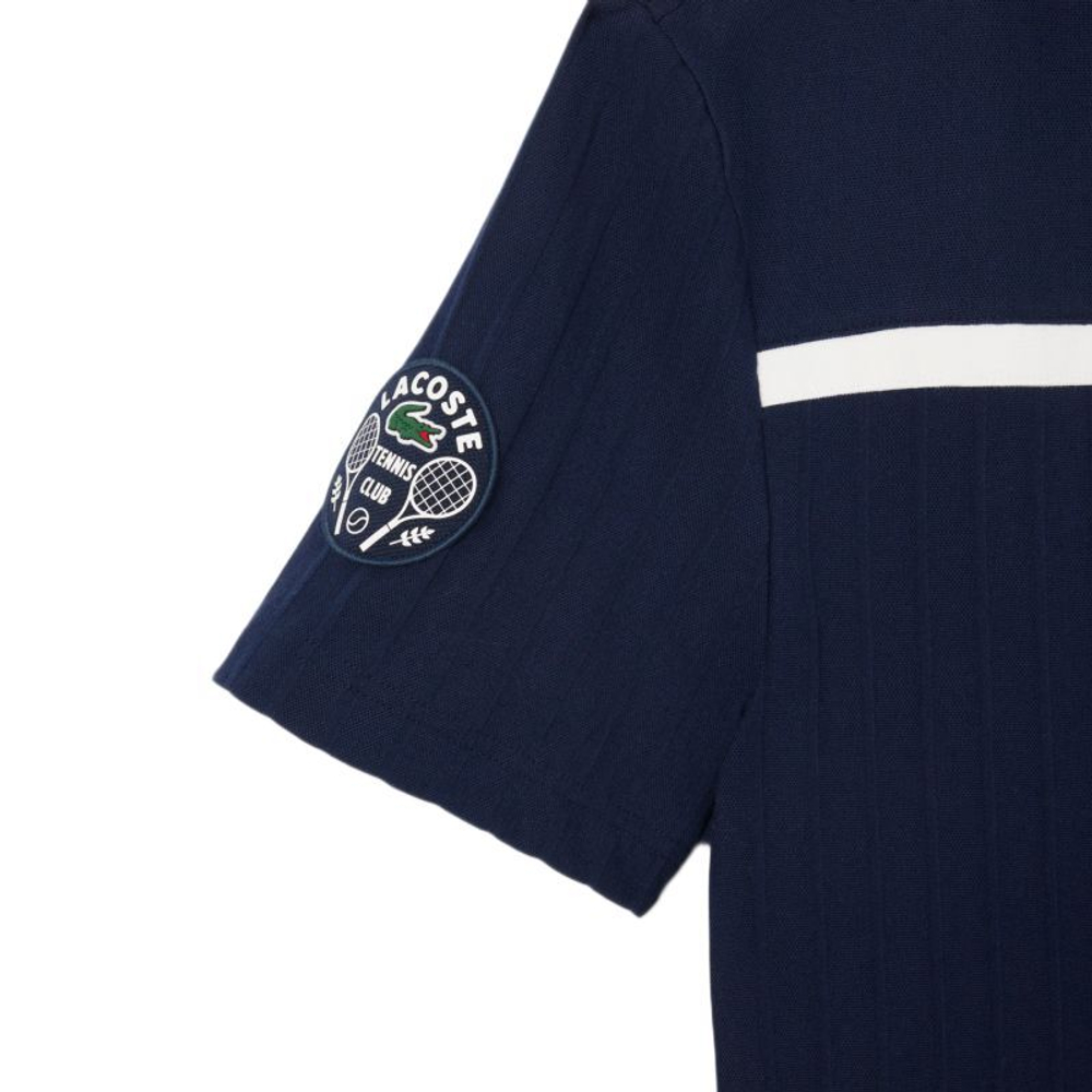 Теннисное поло Lacoste Ultra Dry Badge Accent Tennis Heritage - navy blue/white
