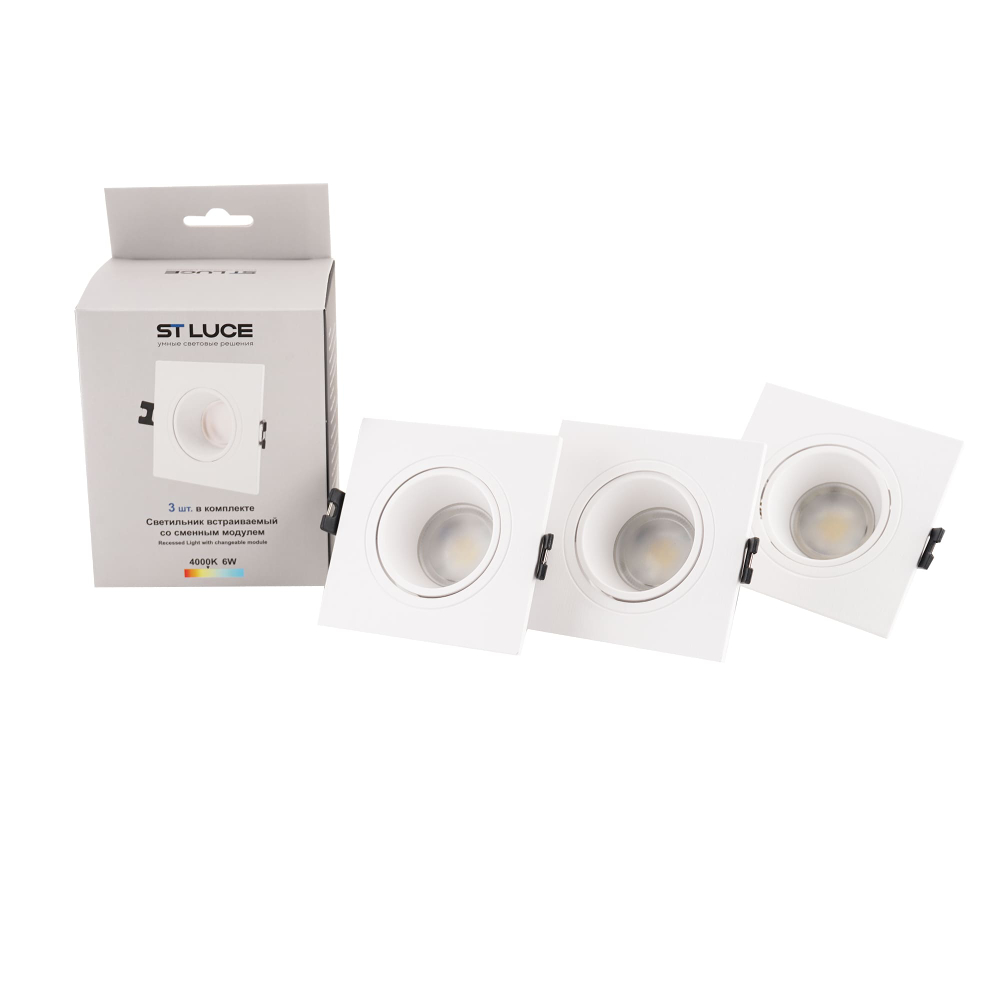 ST906.518.01_3 Светильник встраиваемый со сменным модулем ST-Luce белый/прозрачный LED 1*5.6W 4000K Встраиваемые светильники